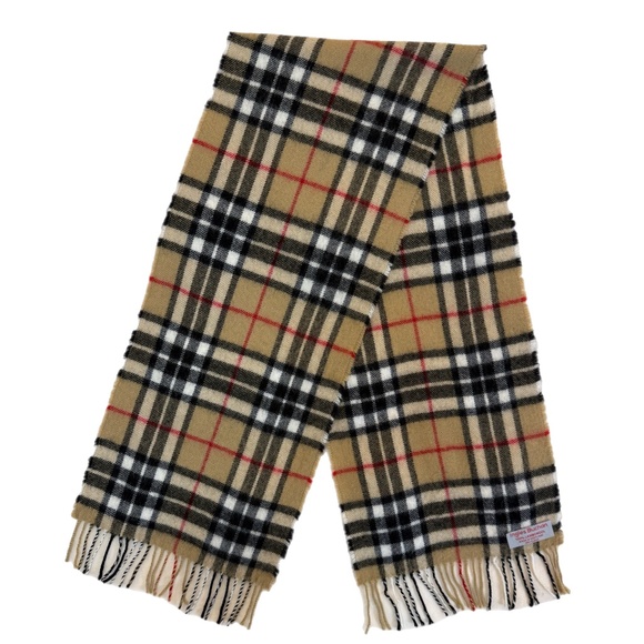 Scotland – Ingles Buchan Lambswool Tartan Scarf 🇬🇧 – Camel Black Red Check - Picture 4 of 9